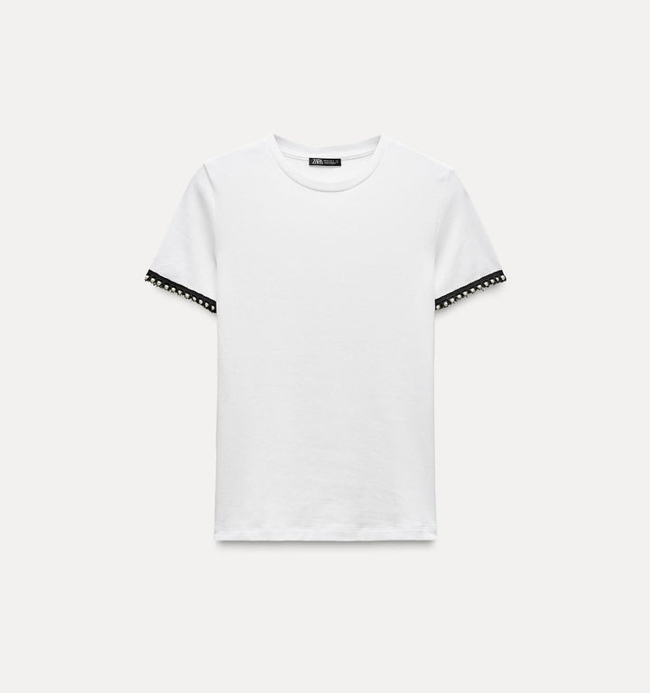Moudda ZARA - T-shirt en coton, manches contrastées - Tunisie 3