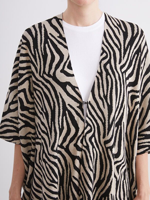 Moudda LC Waikiki - Poncho tricot Femme Jacquard beige - Tunisie 3