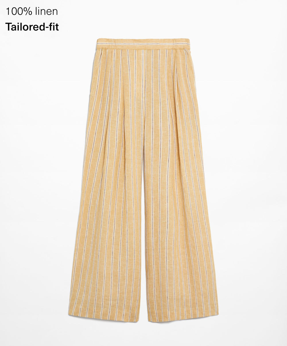 Moudda Oysho - Pantalon Tailleur Rayé 100% Lin Taille Haute - Tunisie 2