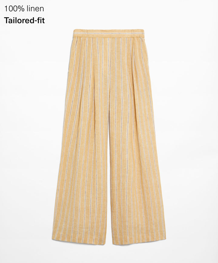 Moudda Oysho - Pantalon Tailleur Rayé 100% Lin Taille Haute - Tunisie 2