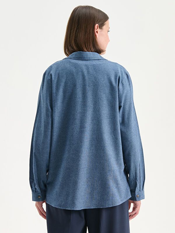 Moudda LC Waikiki - Chemise tissée manches longues Femme Bleu marine claire - Tunisie 4