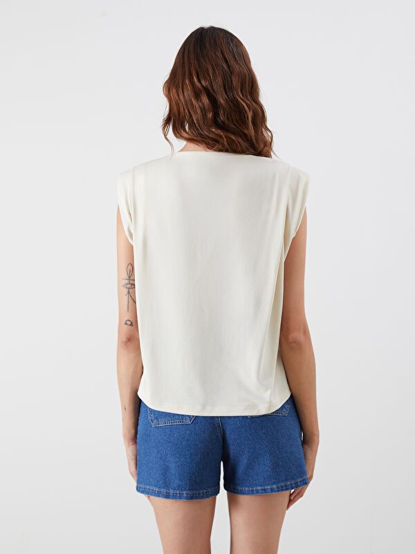 Moudda LC Waikiki - Body jersey manches courtes Femme Beige clair - Tunisie 4