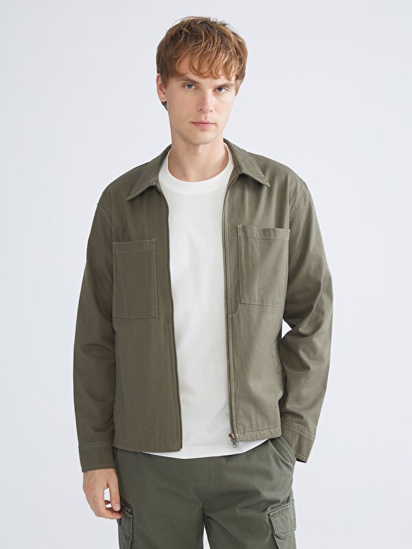 Moudda LC Waikiki - Veste-chemise tissée Homme Kaki - Tunisie 1