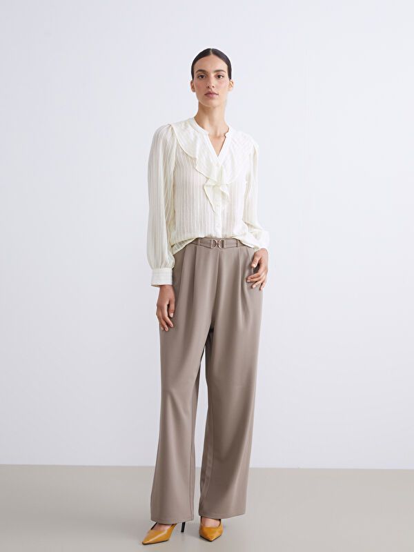 Moudda LC Waikiki - Pantalon tissé moyen Femme Beige - Tunisie 1