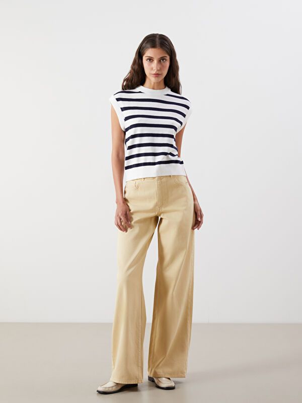 Moudda LC Waikiki - Pull tricot sans manches Femme Rayures marine - Tunisie 2