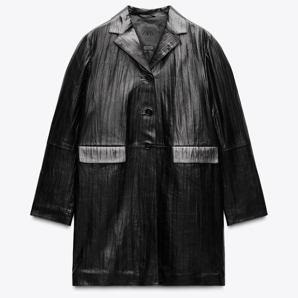 Moudda ZARA - Manteau en Cuir Midi Froissé - Tunisie 2