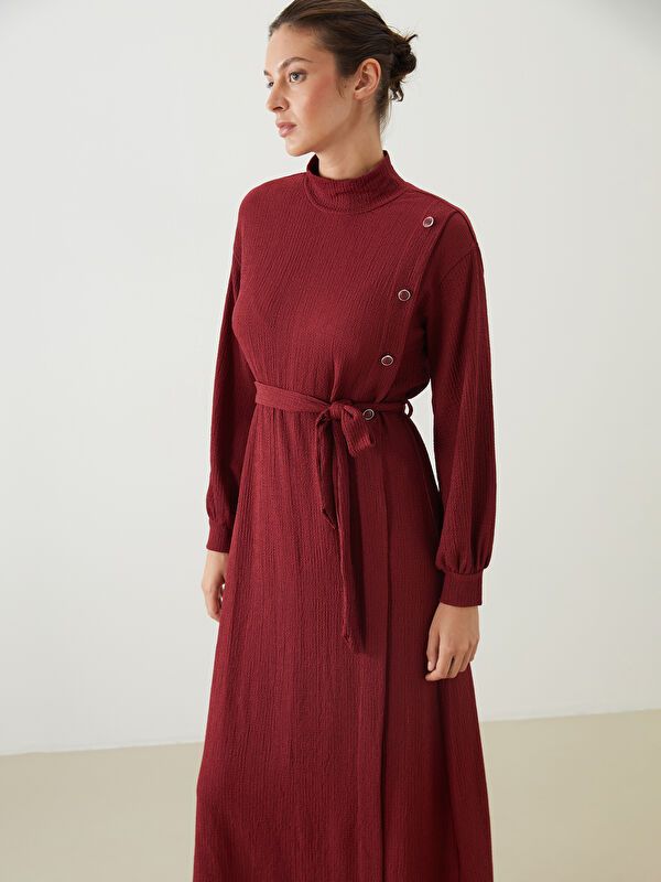 Moudda LC Waikiki - Robe jersey manches longues Femme Bordeaux - Tunisie 1