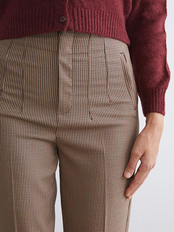 Moudda LC Waikiki - Pantalon tissé moyen Femme A carreaux bruns - Tunisie 3