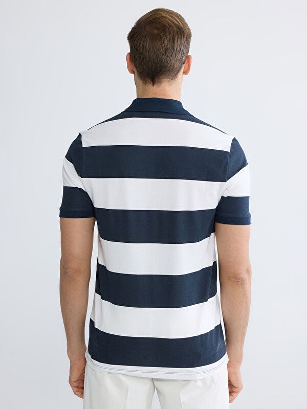 Moudda LC Waikiki - T-shirt manches courtes en jersey pour Homme couleur Bleu marine rayé - Tunisie 4