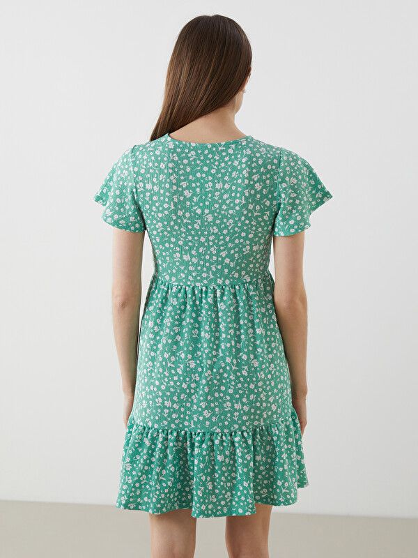 Moudda LC Waikiki - Robe maternité en jersey manches courtes pour Femme couleur Vert imprimé - Tunisie 4