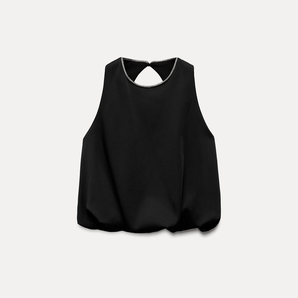 Moudda ZARA - Top manches bouffantes détail strass décolleté - Tunisie 2