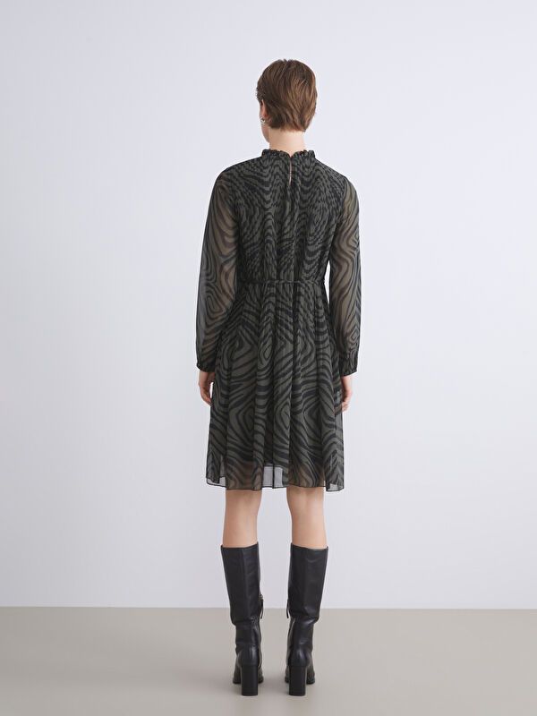 Moudda LC Waikiki - Robe tissée manches longues Femme Imprimé en noir - Tunisie 4