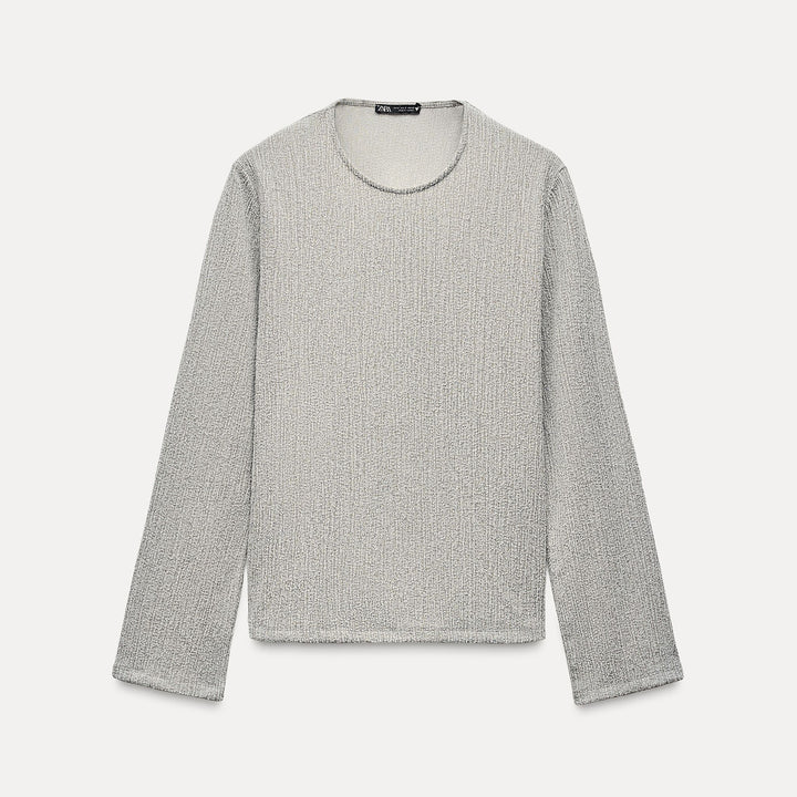 Moudda ZARA - Gris perlé – sweat nœud texture brossée coordonné - Tunisie 2