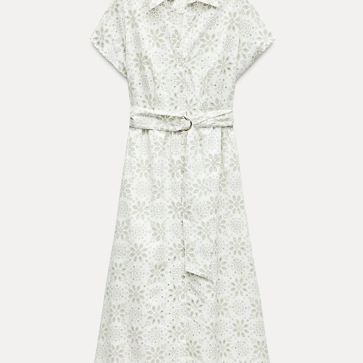 Moudda ZARA - Robe mi-longue popeline brodée amidonnée ceinturée - Tunisie 2