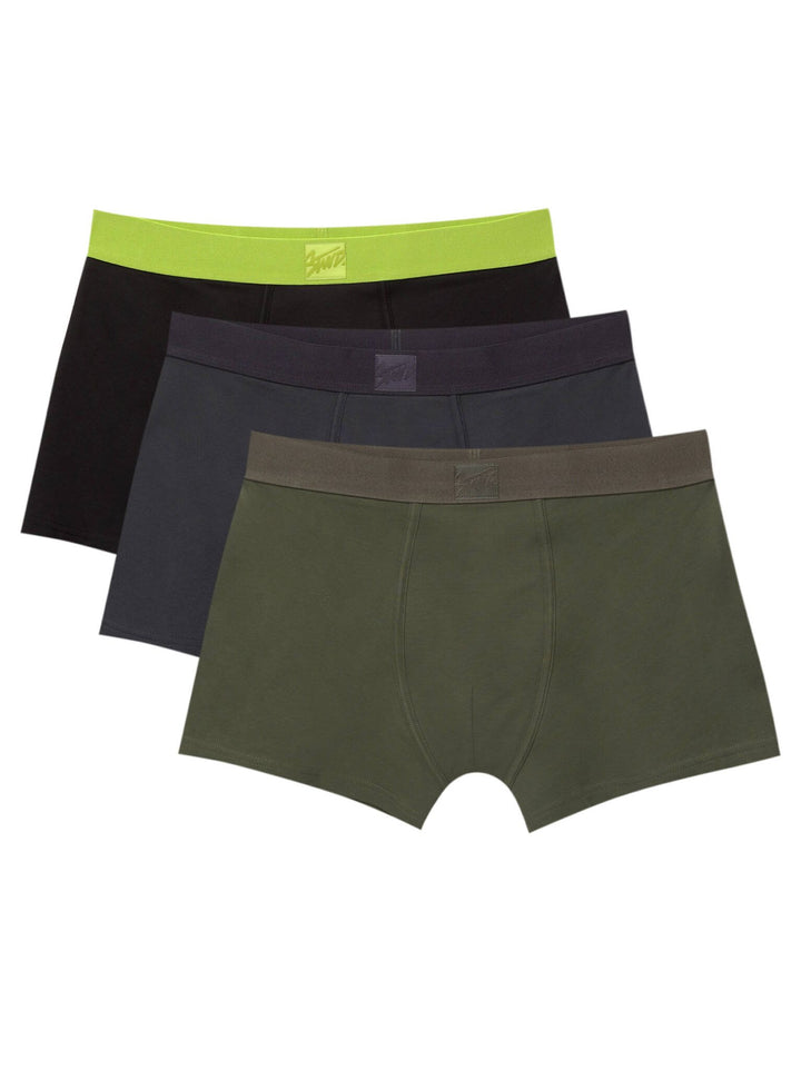 Moudda PULL & BEAR - Pack Boxer x3 - Vert Citron/Kaki/Marine - Tunisie 1