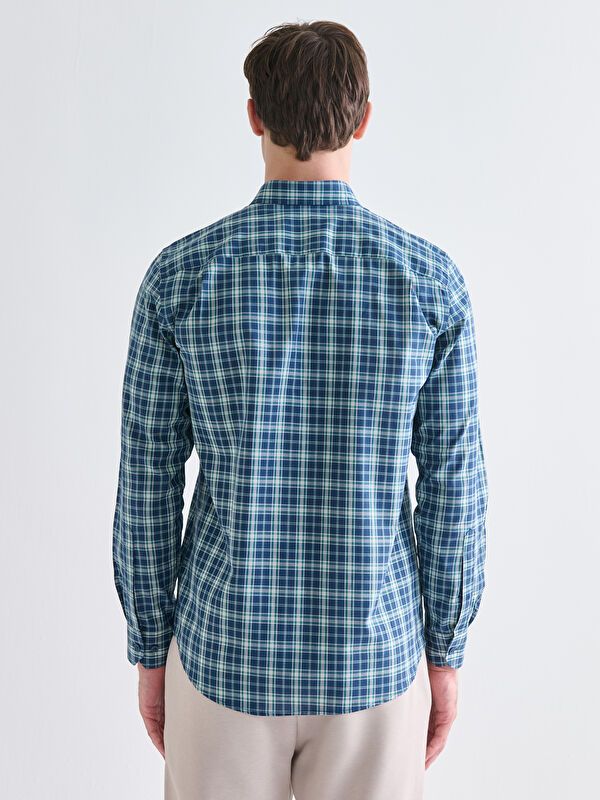 Moudda LC Waikiki - Chemise tissée à carreaux manches longues Homme Carreaux marine - Tunisie 4