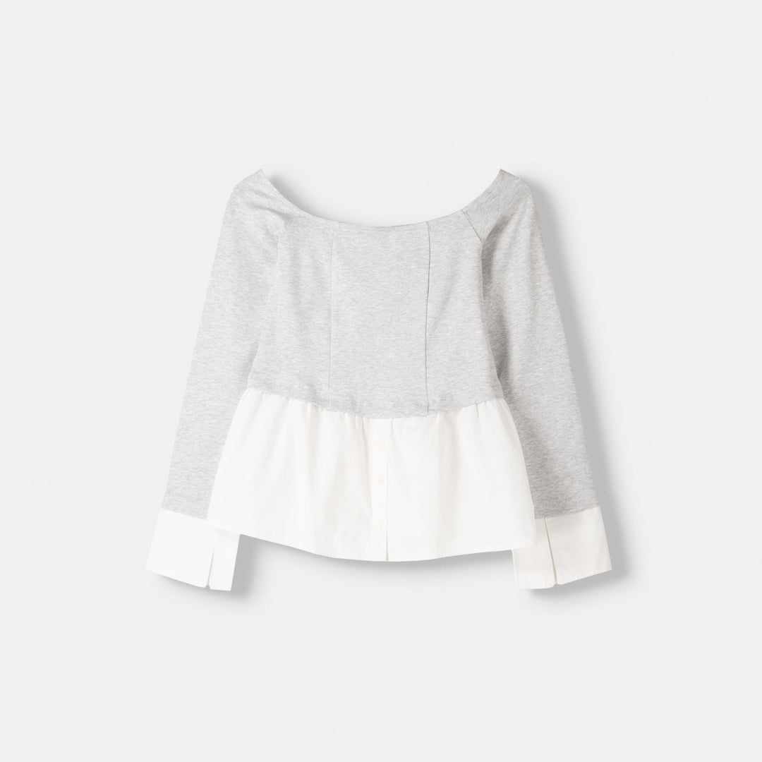 Moudda BERSHKA - T-shirt manches longues bi-matière - Tunisie 1