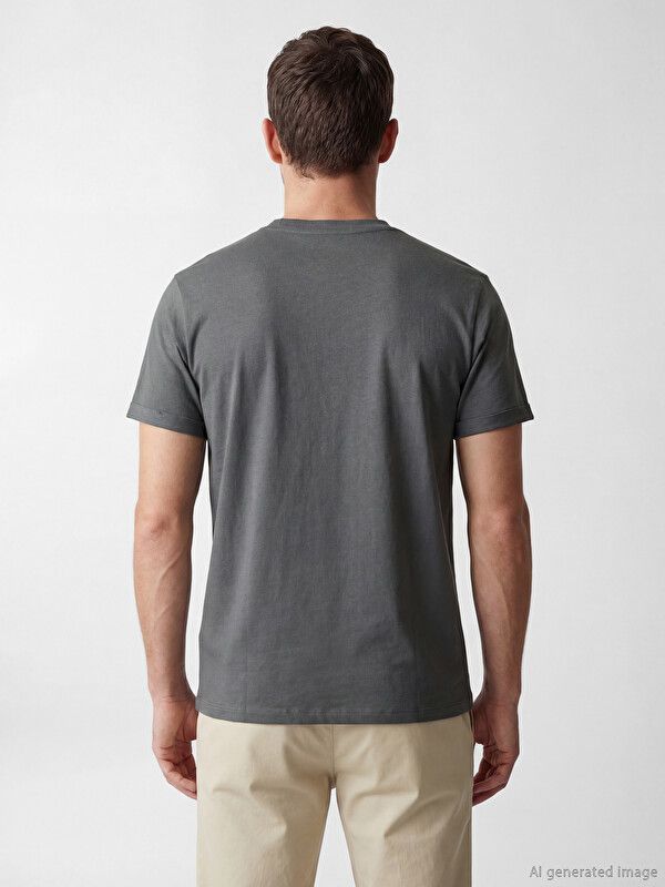 Moudda LC Waikiki - T-shirt basique col rond manches courtes en jersey pour Homme couleur Anthracite - Tunisie 4