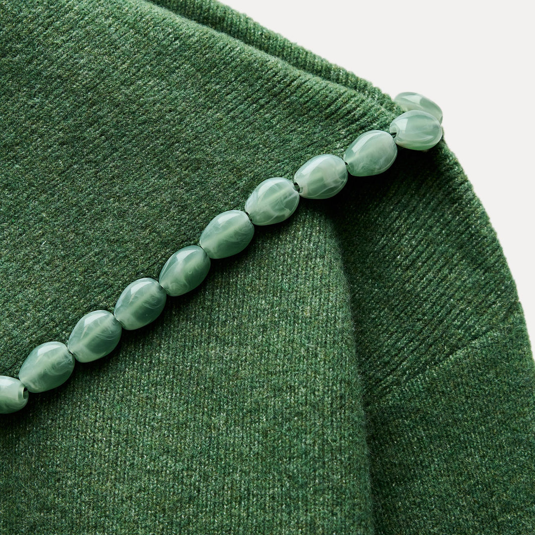Moudda ZARA - Pull col asymétrique avec boules vert - Tunisie 3