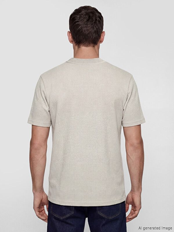 Moudda LC Waikiki - T-shirt manches courtes en jersey pour Homme couleur Gris pierre - Tunisie 4