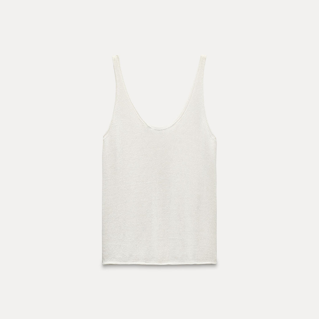 Moudda ZARA - Top fines bretelles finitions rolling en lin - Tunisie 1