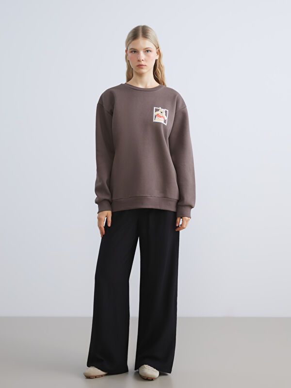 Moudda LC Waikiki - Sweatshirt en jersey sous licence Femme Brun - Tunisie 2