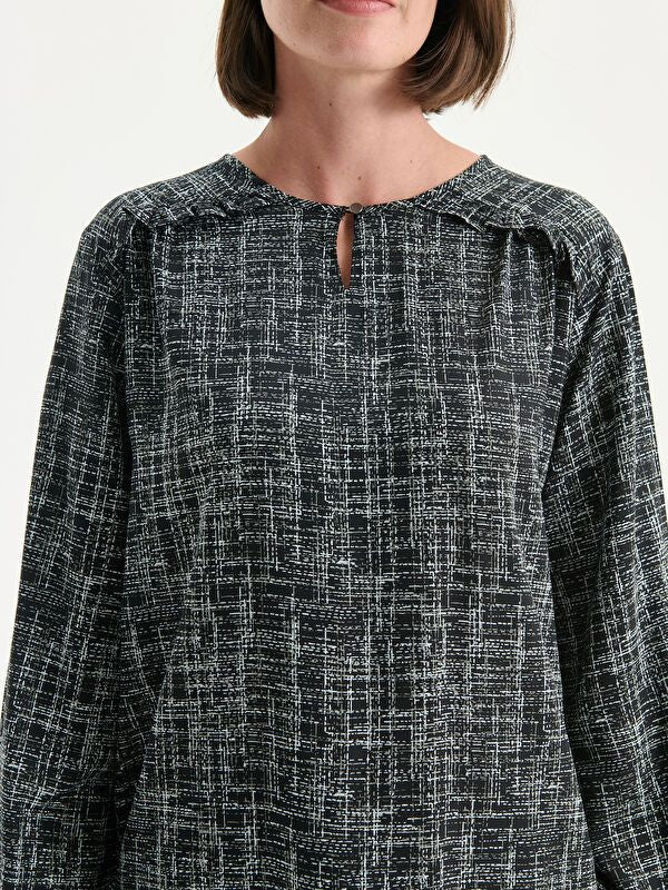 Moudda LC Waikiki - Blouse tissée imprimée manches longues Femme Imprimé en noir - Tunisie 3