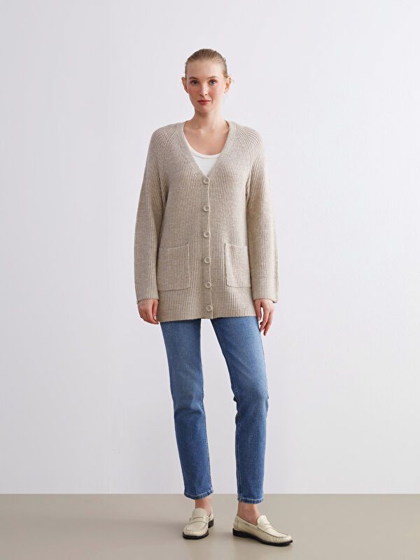 Moudda LC Waikiki - Cardigan tricot épais Femme Beige clair - Tunisie 2