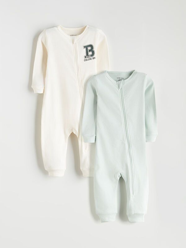 Moudda LC Waikiki - Salopette bébé en jersey manches longues Garçon Ecru - Tunisie 1