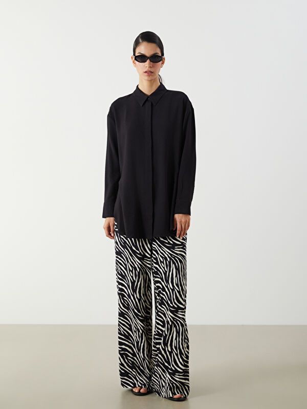 Moudda LC Waikiki - Tunique tissée manches longues Femme Noir - Tunisie 2