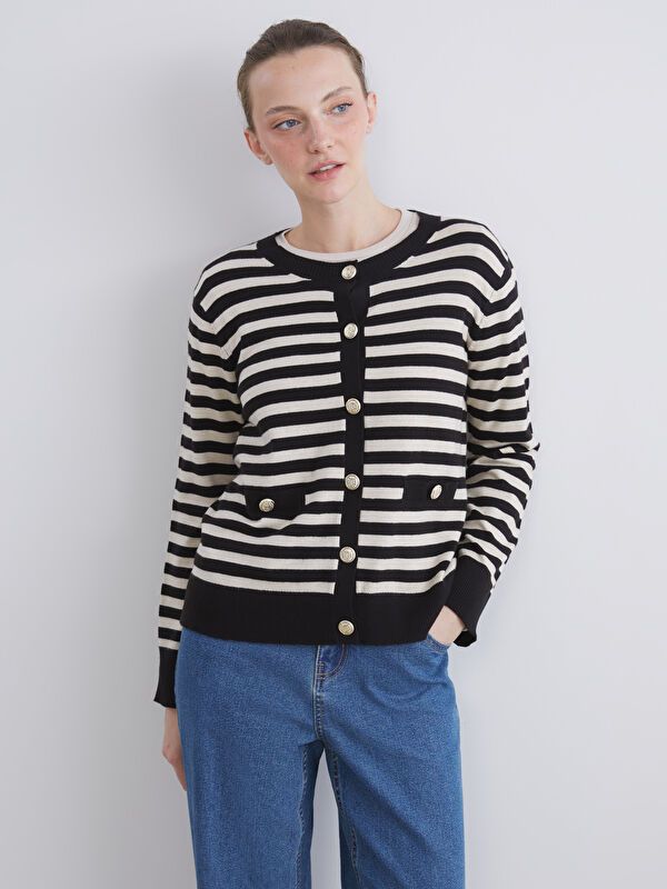 Moudda LC Waikiki - Cardigan tricot maternité Femme Rayures noires - Tunisie 1