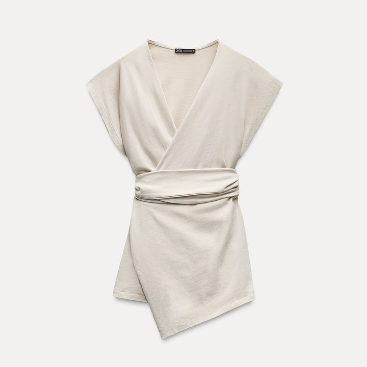 Moudda ZARA - T-shirt Délavé Décolleté Croisé - Tunisie 1