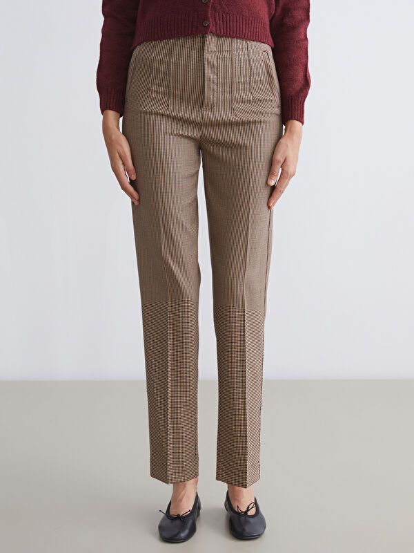 Moudda LC Waikiki - Pantalon tissé moyen Femme A carreaux bruns - Tunisie 2