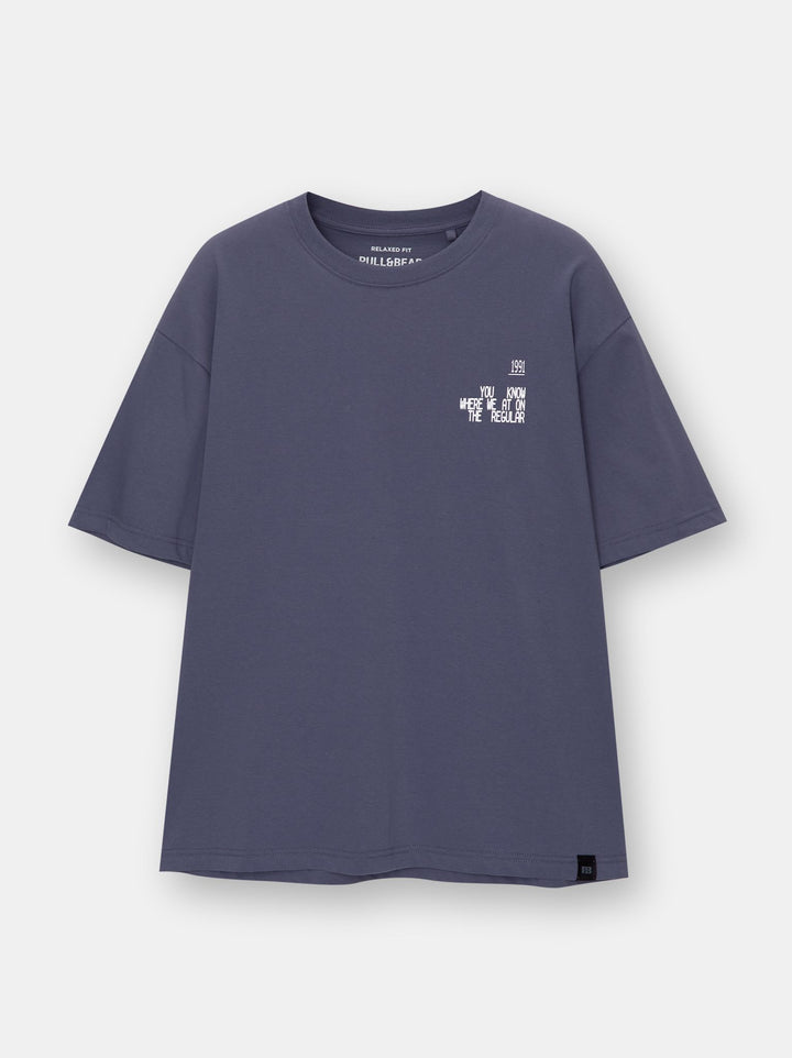 Moudda PULL & BEAR - T-Shirt Demi-Manches Lavé Texte Crack - Tunisie 4