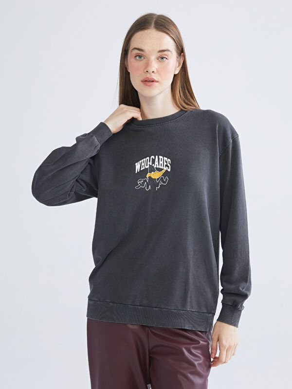 Moudda LC Waikiki - Sweatshirt en jersey sous licence Femme Anthracite - Tunisie 1