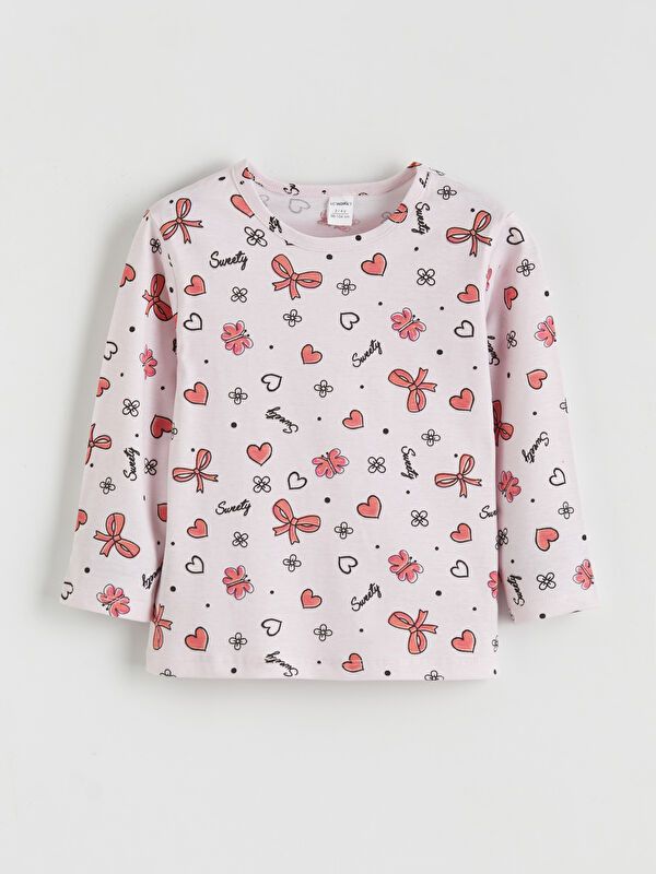 Moudda LC Waikiki - Pyjama manches longues en jersey mi-saison couleur Rose imprimé pour filles - Tunisie 2