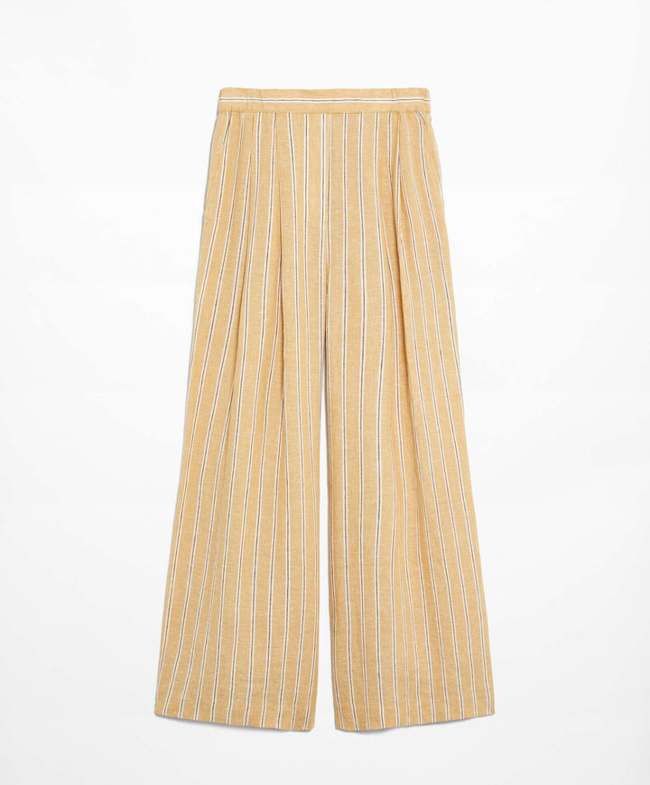 Moudda Oysho - Pantalon Tailleur Rayé 100% Lin Taille Haute - Tunisie 6
