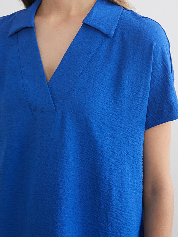 Moudda LC Waikiki - Blouse manches courtes en tissu pour Femme couleur Bleu - Tunisie 3