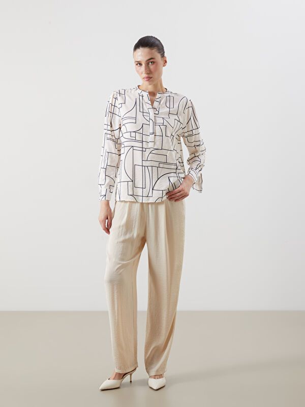 Moudda LC Waikiki - Blouse tissée imprimée manches longues Femme Imprimé marine - Tunisie 2