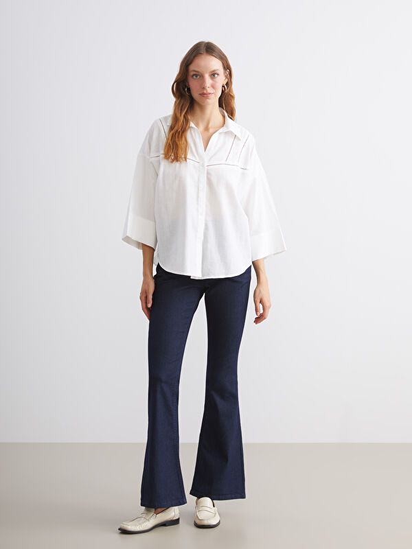 Moudda LC Waikiki - Chemise tissée manches longues Femme Ecru - Tunisie 2