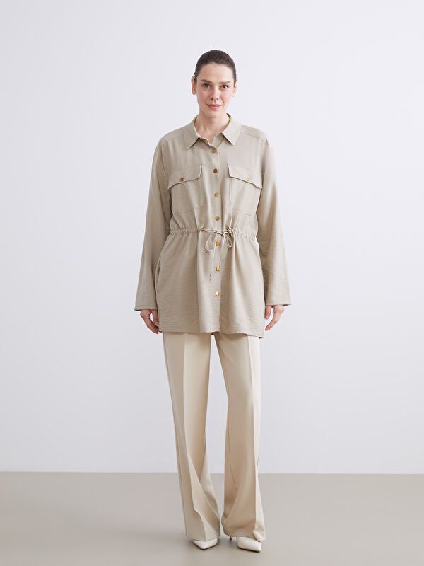 Moudda LC Waikiki - Manteau léger coton mélangé Femme Beige clair - Tunisie 1