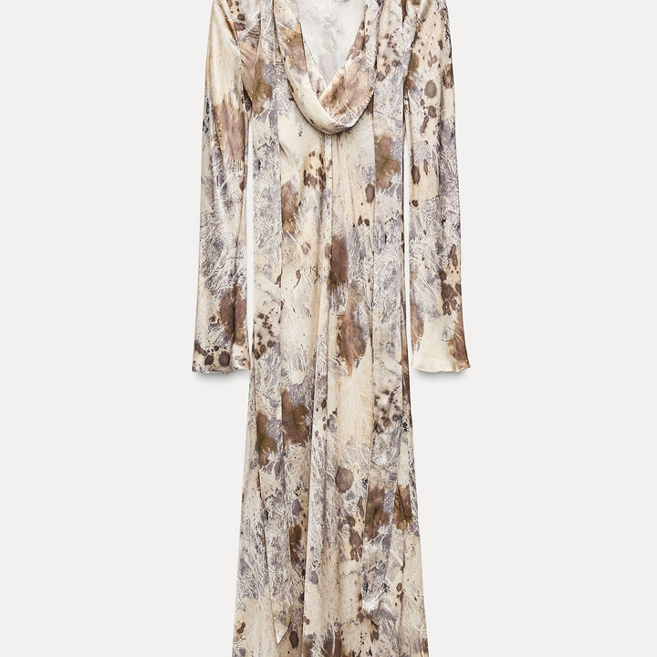 Moudda ZARA - Robe décolleté drapé manches longues imprimée - Tunisie 1