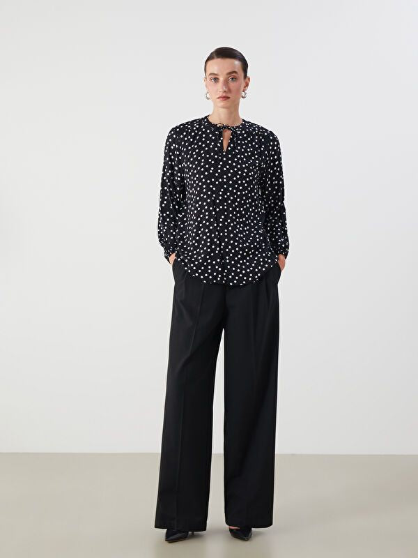 Moudda LC Waikiki - Blouse tissée imprimée manches longues Femme Imprimé en noir - Tunisie 2