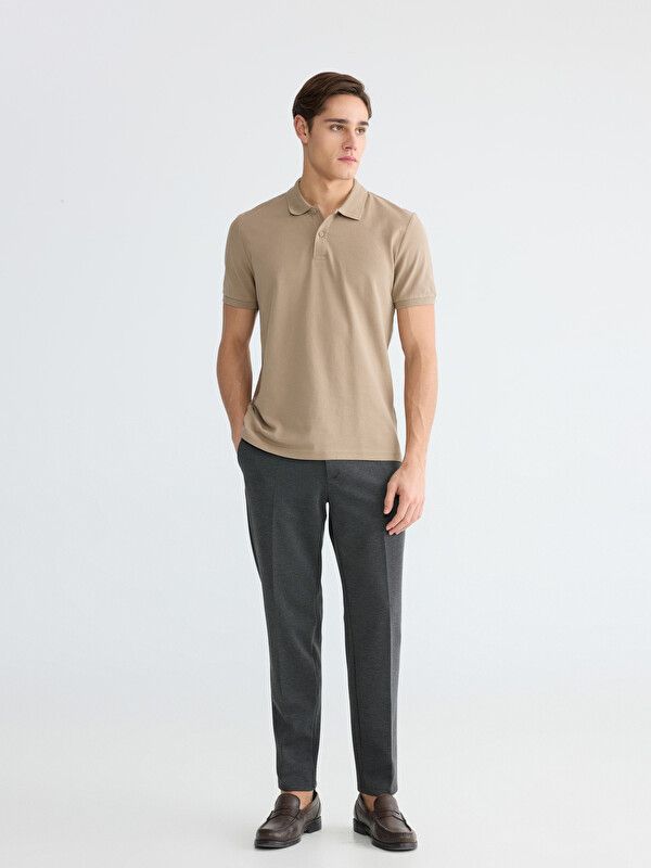 Moudda LC Waikiki - T-shirt col polo basique manches courtes en jersey pour Homme couleur Beige foncé - Tunisie 2
