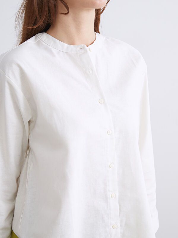 Moudda LC Waikiki - Chemise tissée manches longues Femme Ecru - Tunisie 3