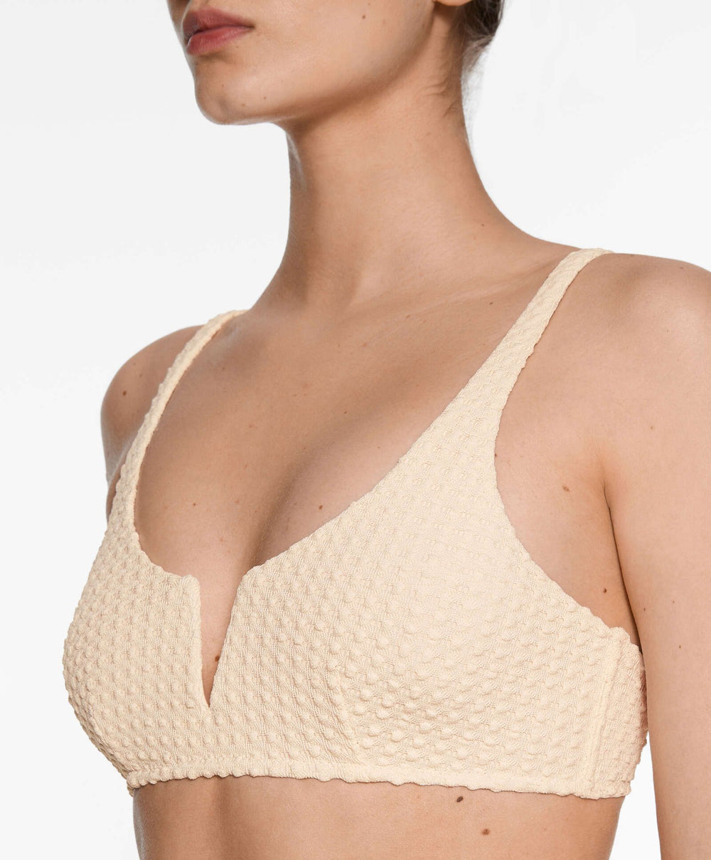 Moudda Oysho - Culotte Halter Mousse Extra Sans Armatures Crochet Bouclé Écru - Tunisie 2