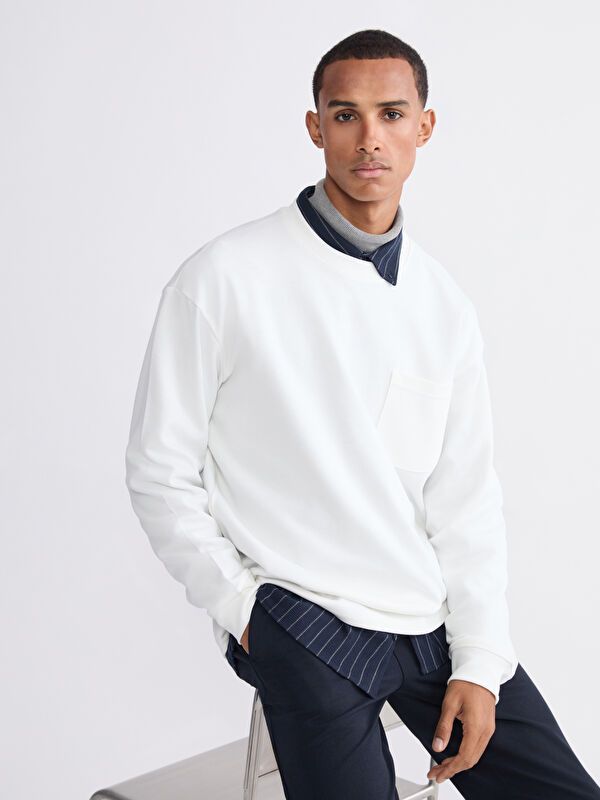 Moudda LC Waikiki - Sweatshirt en jersey couleur Écru pour hommes - Tunisie 1