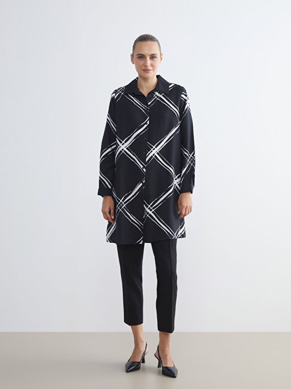 Moudda LC Waikiki - Tunique tissée imprimée manches longues Femme Imprimé en noir - Tunisie 2