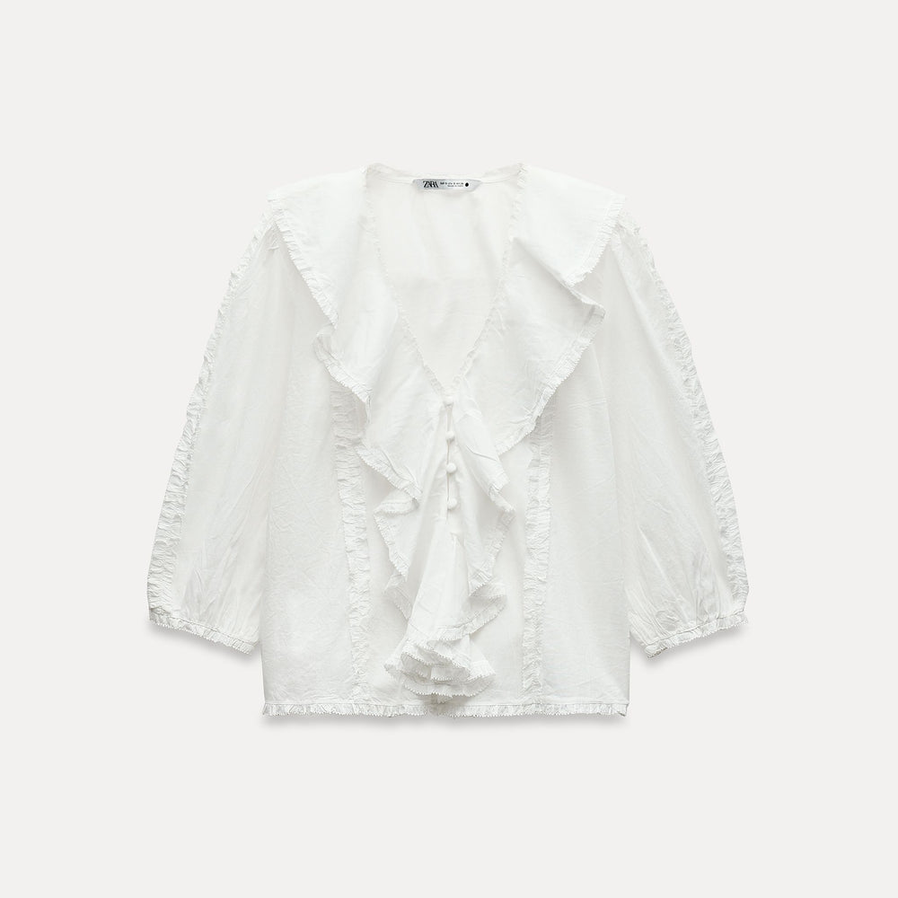 Moudda ZARA - Chemise voile volants fagotage manches 3/4 - Tunisie 2