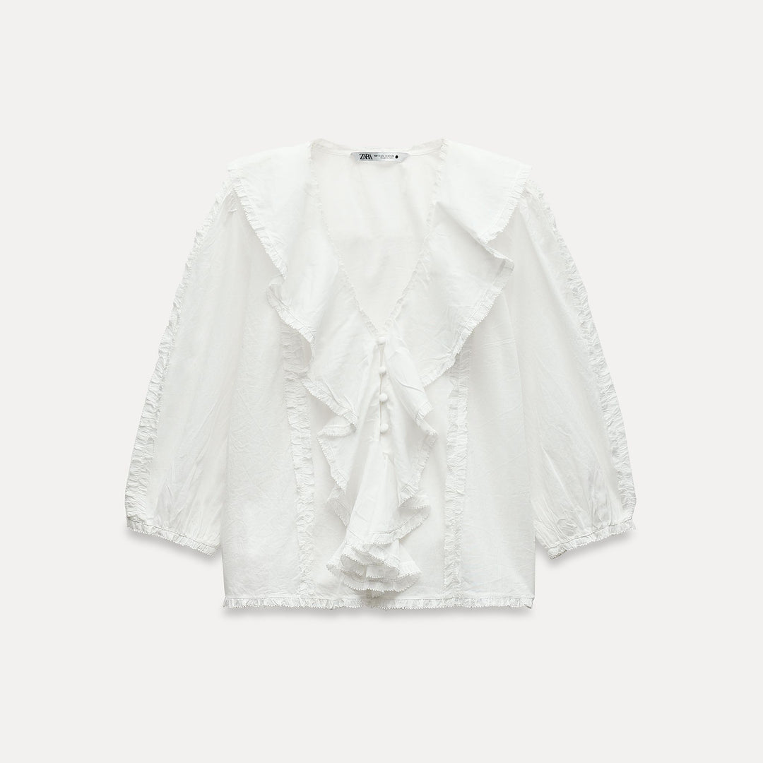 Moudda ZARA - Chemise voile volants fagotage manches 3/4 - Tunisie 2